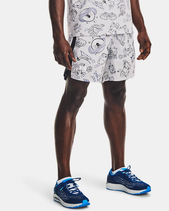 Men's UA Launch 7" Run Your Face Off Shorts, Gray, pdpMainDesktop image number 0